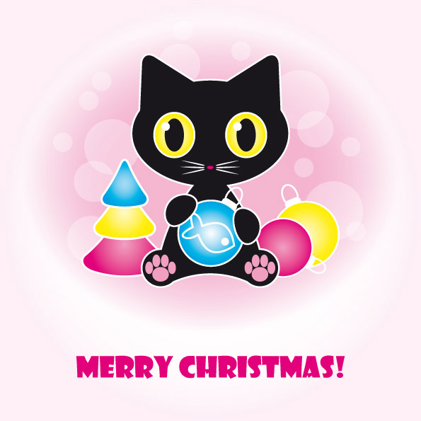 free vector Cute black cat clip art
